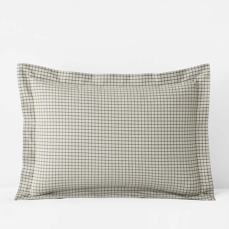 The Company Store Classic Stripes And Plaids Cool Yarn-dyed Cotton Percale Sham In Gray