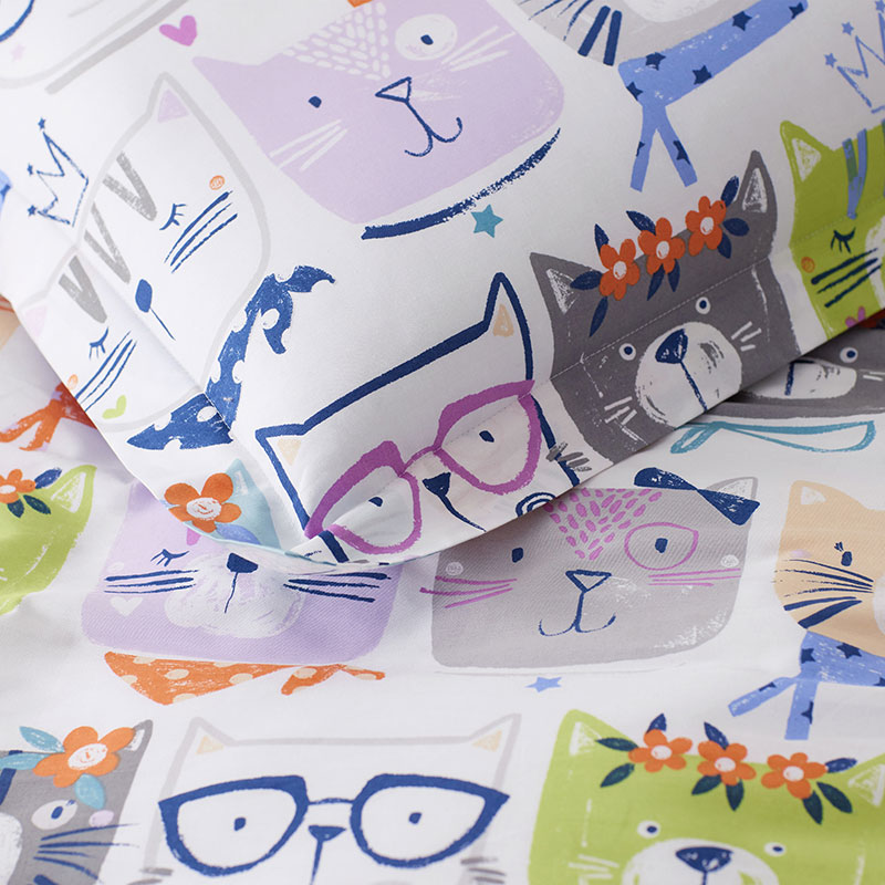 Stylish Cats Classic Cool Organic Cotton Percale Bed Sheet Set|61134
