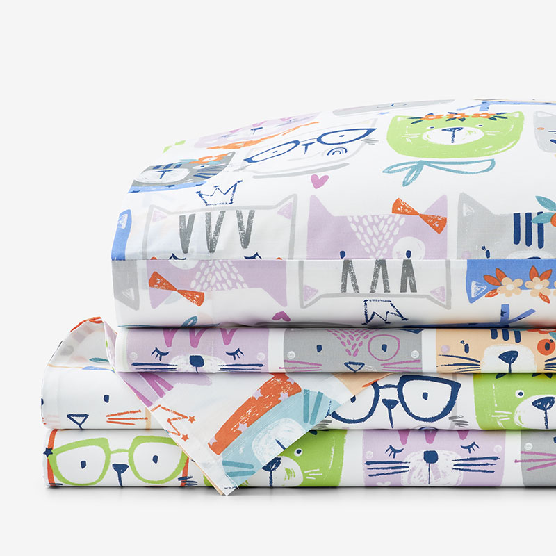 Stylish Cats Classic Cool Organic Cotton Percale Bed Sheet Set|61134