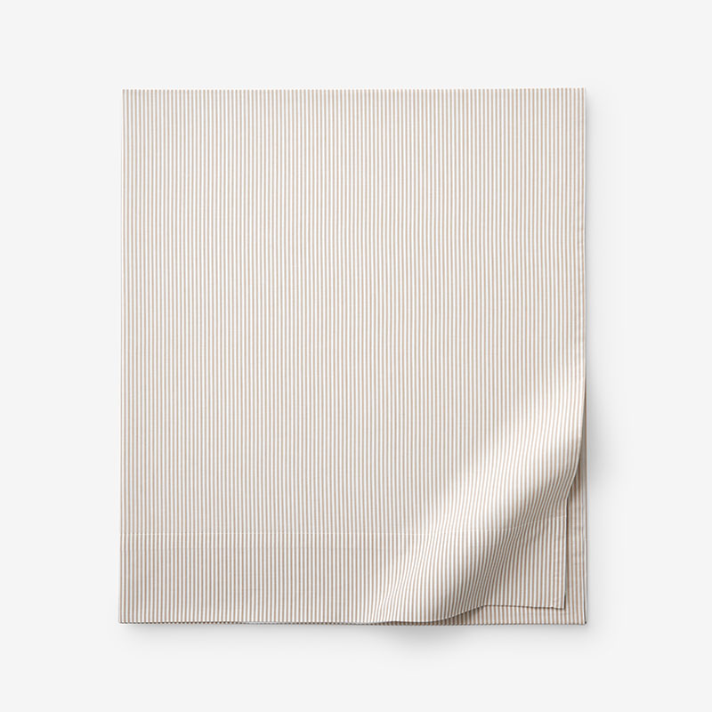 THE COMPANY STORE MINI-CHECK, WINDOWPANE & STRIPE CLASSIC COOL YARN-DYED COTTON PERCALE FLAT BED SHEET