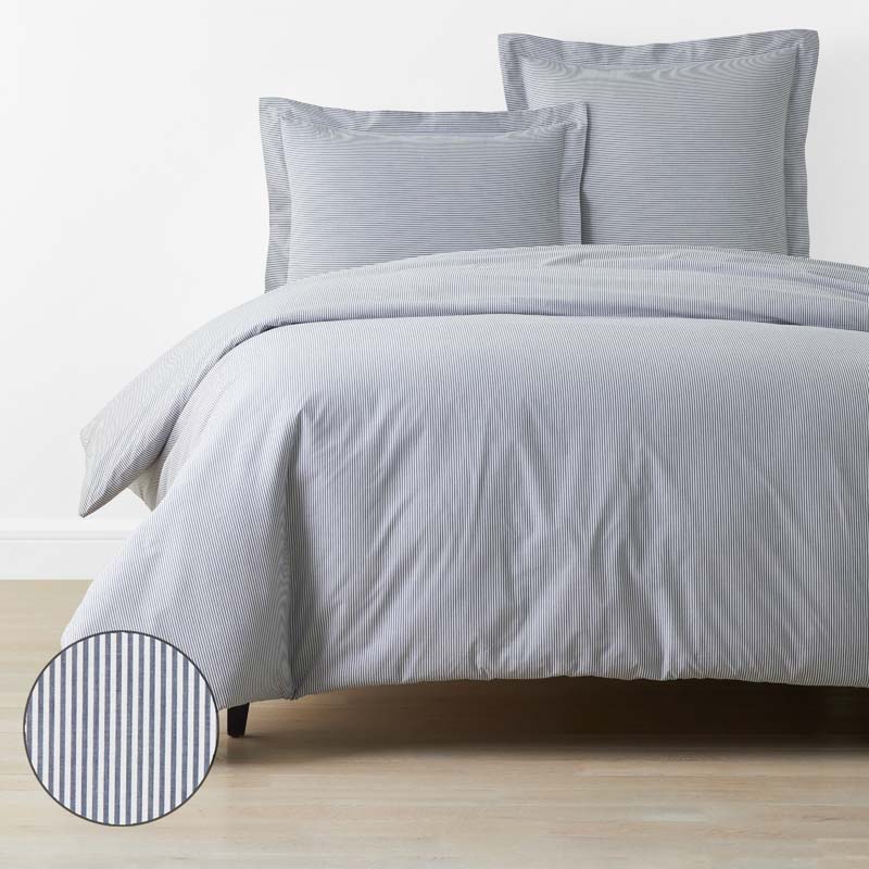 The Company Store Classic Stripes And Plaids Cool Yarn-dyed Cotton Percale Duvet Cover In Multi