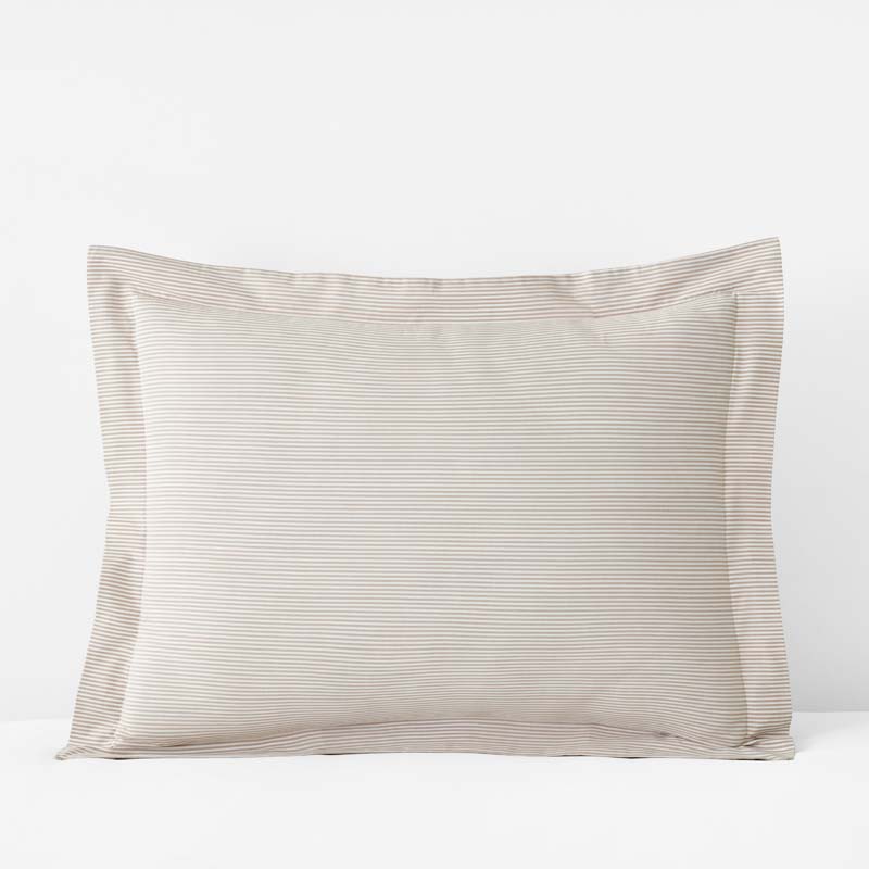 The Company Store Classic Stripes And Plaids Cool Yarn-dyed Cotton Percale Sham In Neutral