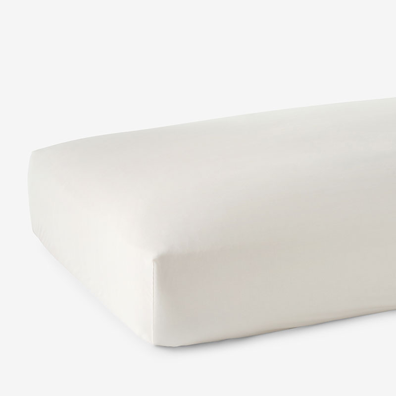 The Company Store Classic Smooth Sateen Solid Fitted Bed Sheet In Ivory
