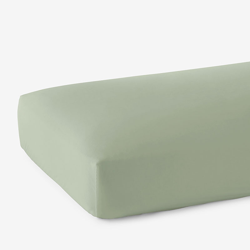 The Company Store Classic Smooth Sateen Solid Fitted Bed Sheet In Green