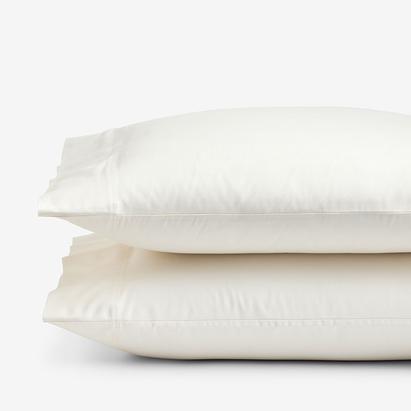 The Company Store Classic Smooth Sateen Solid Pillowcase Set In Ivory