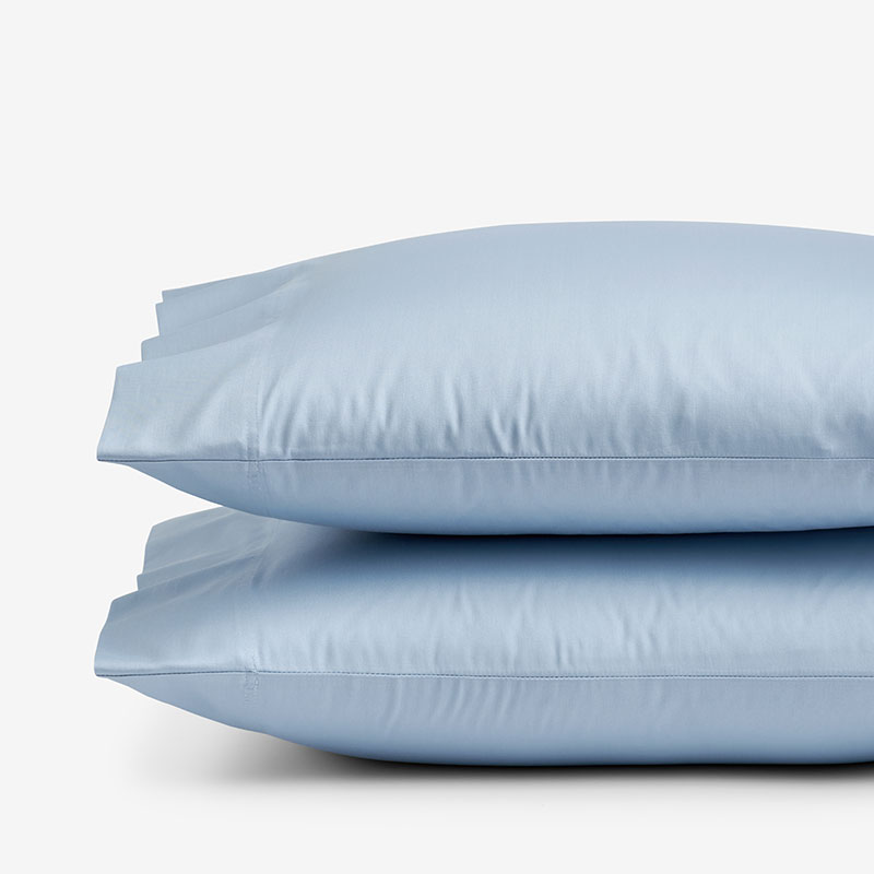 The Company Store Classic Smooth Sateen Solid Pillowcase Set In Blue/light Blue