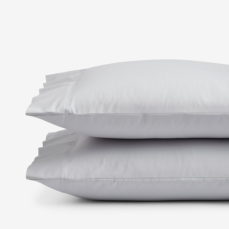 The Company Store Classic Smooth Sateen Solid Pillowcase Set In Gray/light Gray