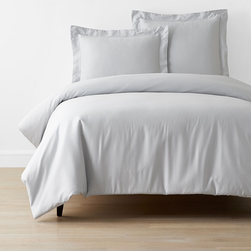 The Company Store Classic Smooth Sateen Solid Duvet Cover In Gray/light Gray