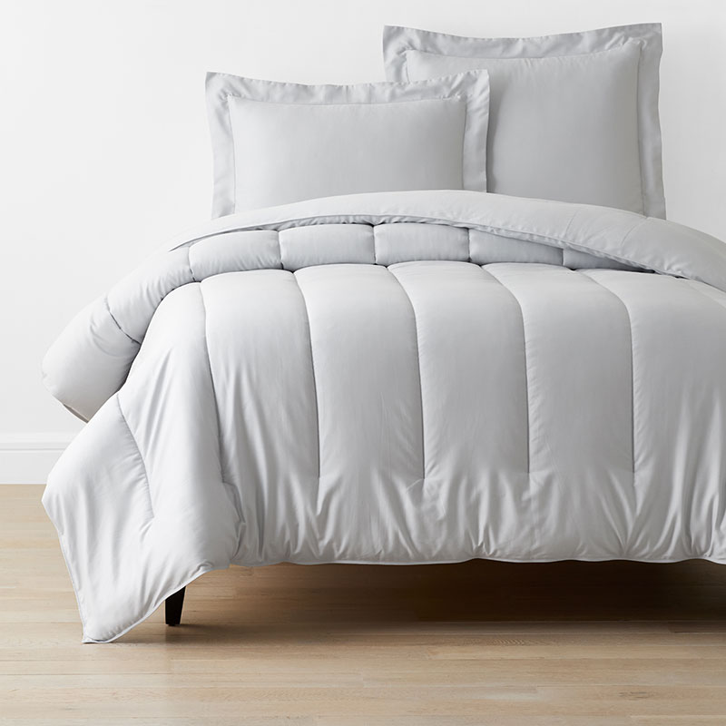 The Company Store Classic Smooth Sateen Solid Comforter In Gray/light Gray