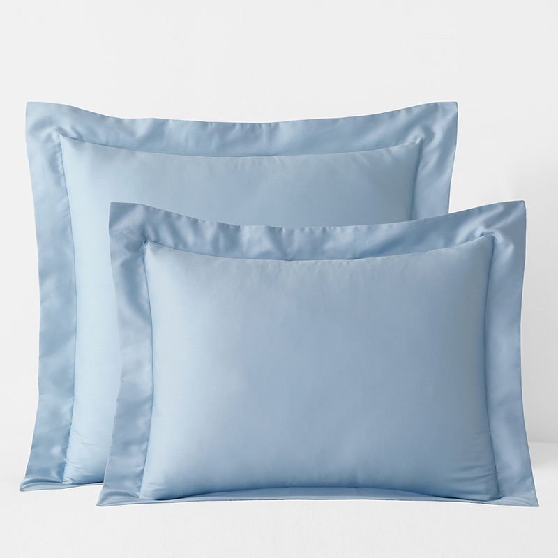 The Company Store Classic Smooth Sateen Solid Sham In Blue/light Blue