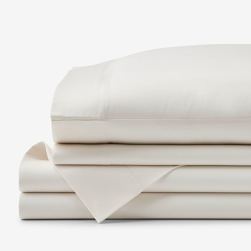 The Company Store Classic Smooth Sateen Solid Bed Sheet Set In Ivory