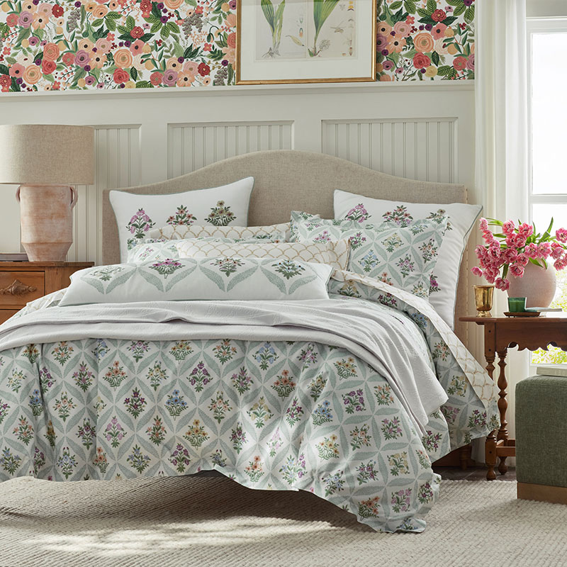 Shop The Company Store Estee Garden Classic Smooth Sateen Comforter In Green