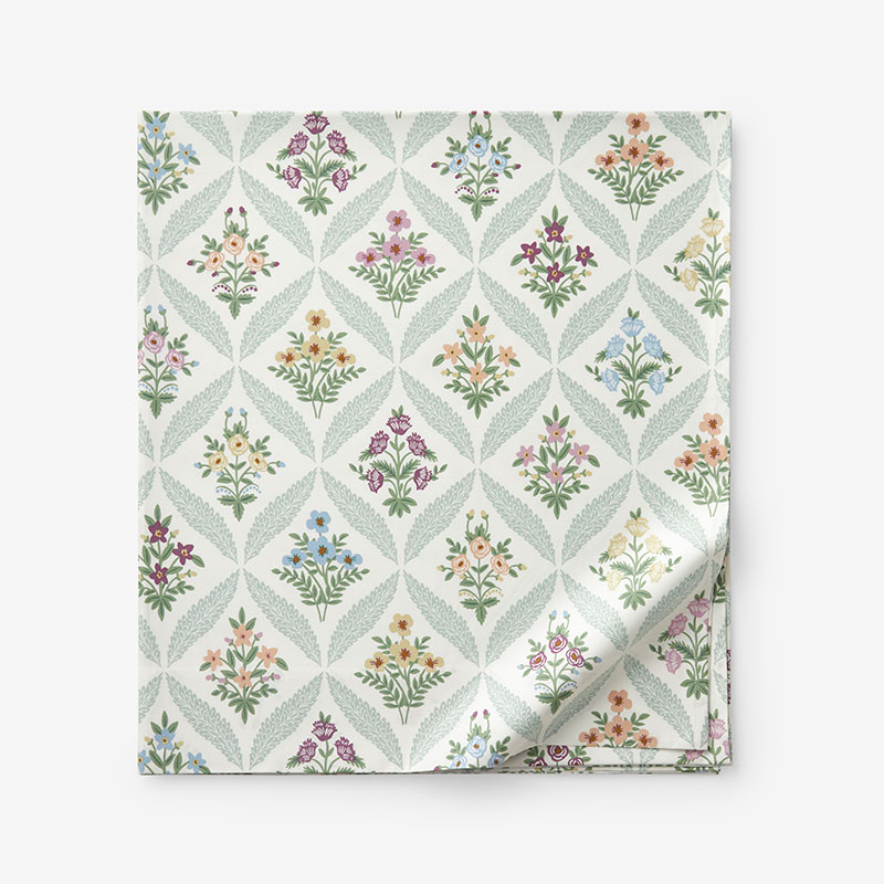 THE COMPANY STORE ESTEE GARDEN CLASSIC SMOOTH SATEEN FLAT BED SHEET