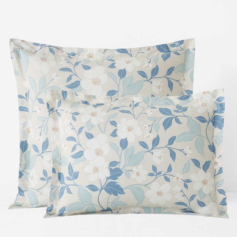 The Company Store Clemencia Classic Cool Cotton Percale Sham In Blue/teal/turquoise