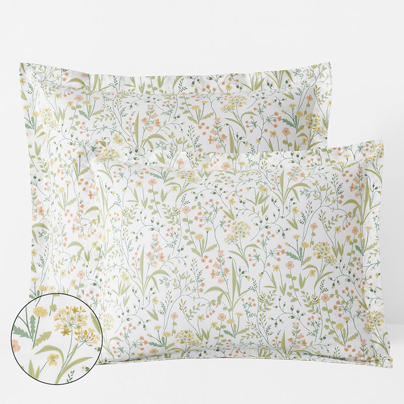 The Company Store Clemencia Classic Cool Cotton Percale Sham In Green/orange/coral