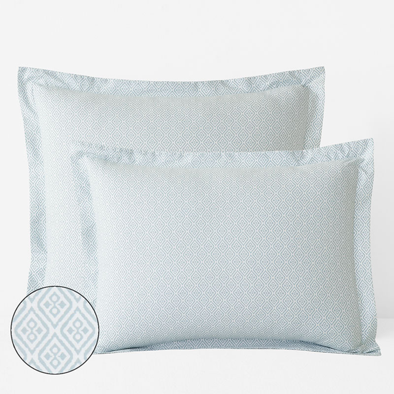 The Company Store Clemencia Classic Cool Cotton Percale Sham In Geo Pale Blue