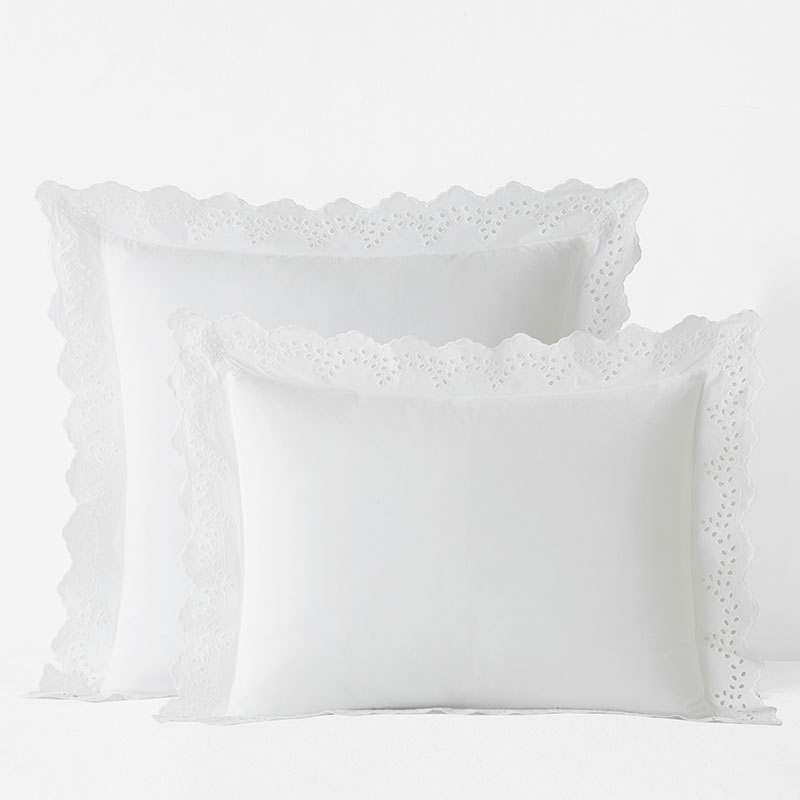 The Company Store Eyelet Classic Cool Cotton Percale Solid Sham In White