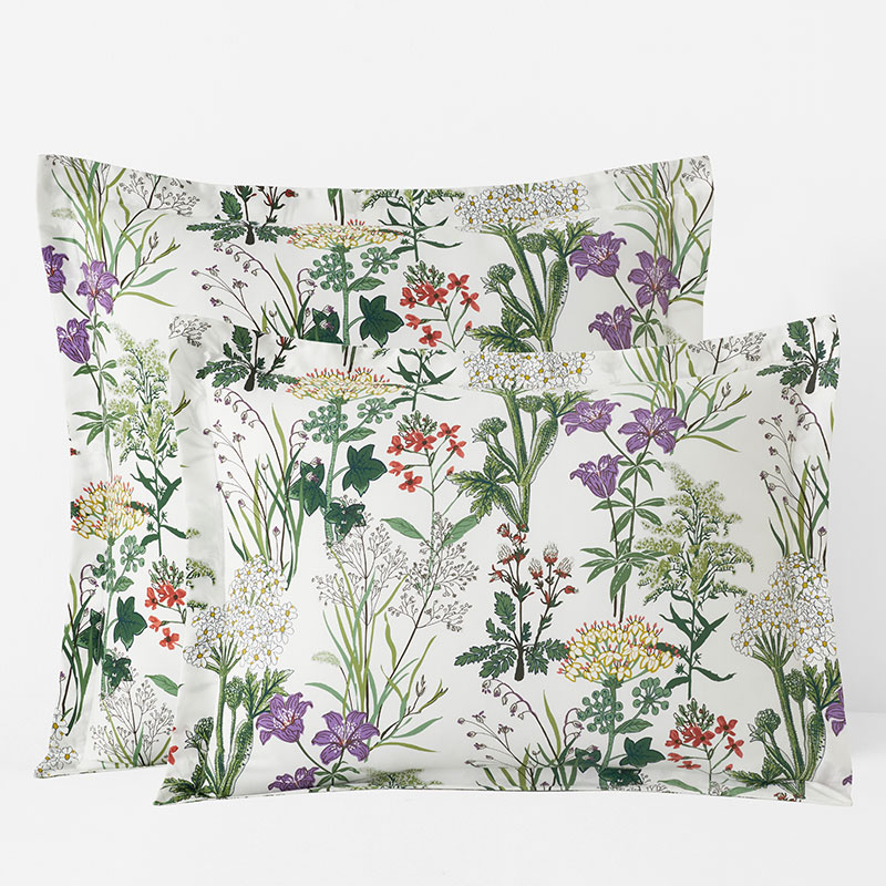 The Company Store Timeless Garden Classic Smooth Sateen Sham In Green/ivory