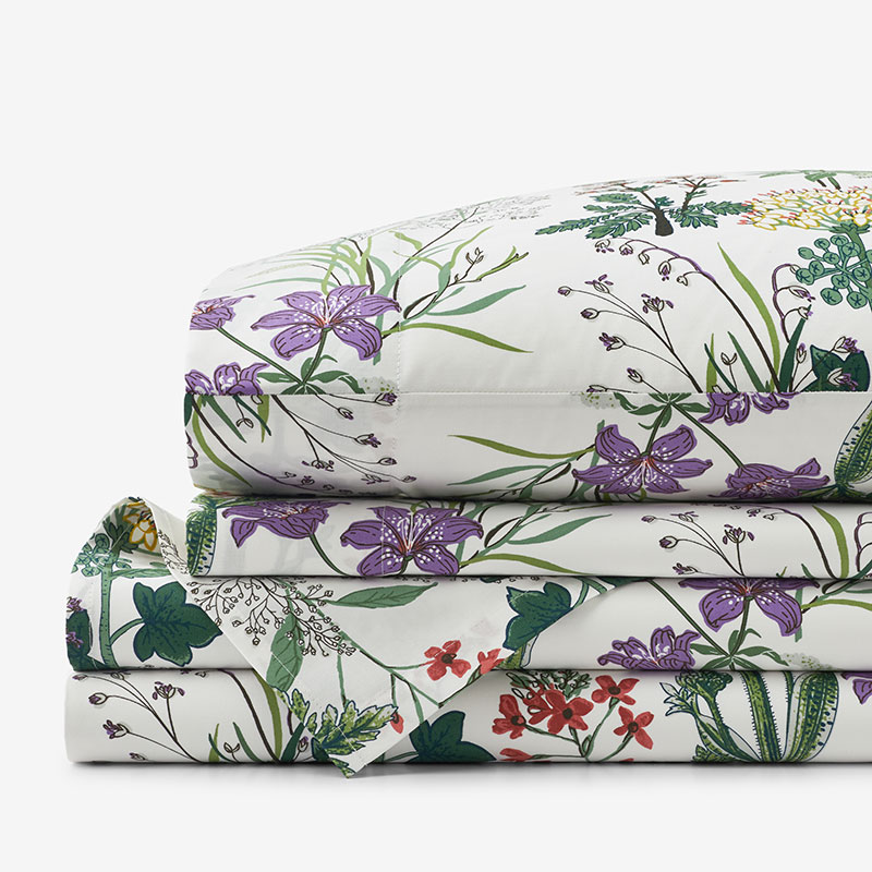 THE COMPANY STORE TIMELESS GARDEN CLASSIC SMOOTH SATEEN BED SHEET SET 