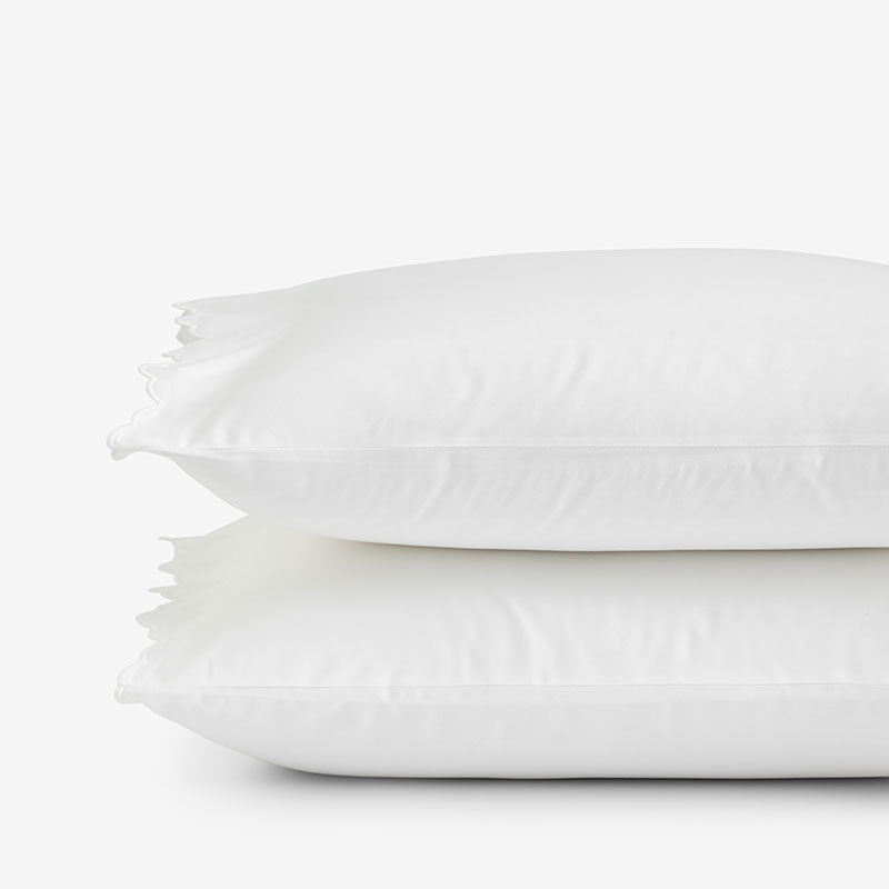 The Company Store Embroidered Scallop Classic Smooth Sateen Solid Pillowcase Set In White