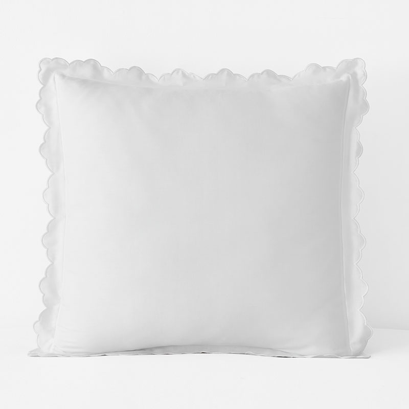 EURO* Embroidered Scallop Classic Smooth Sateen Solid Sham
