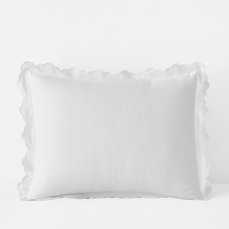 King** Embroidered Scallop Classic Smooth Sateen Solid Sham