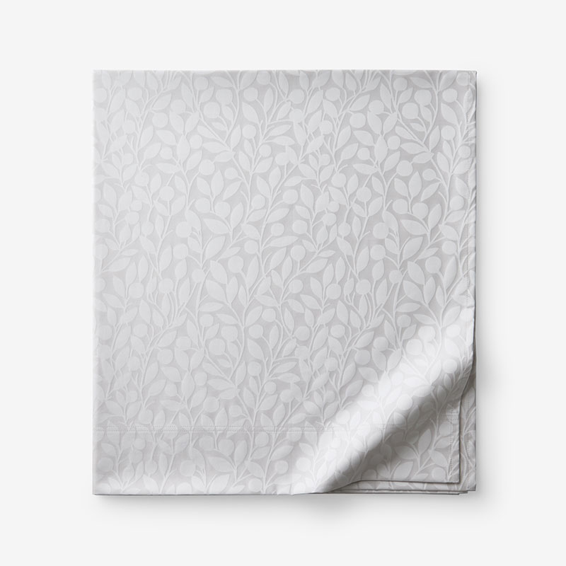 Shop The Company Store Jacquard Leaf Yarn-dyed Premium Smooth Supima® Cotton Wrinkle-free Sateen Flat Bed Sheet In Light Gray