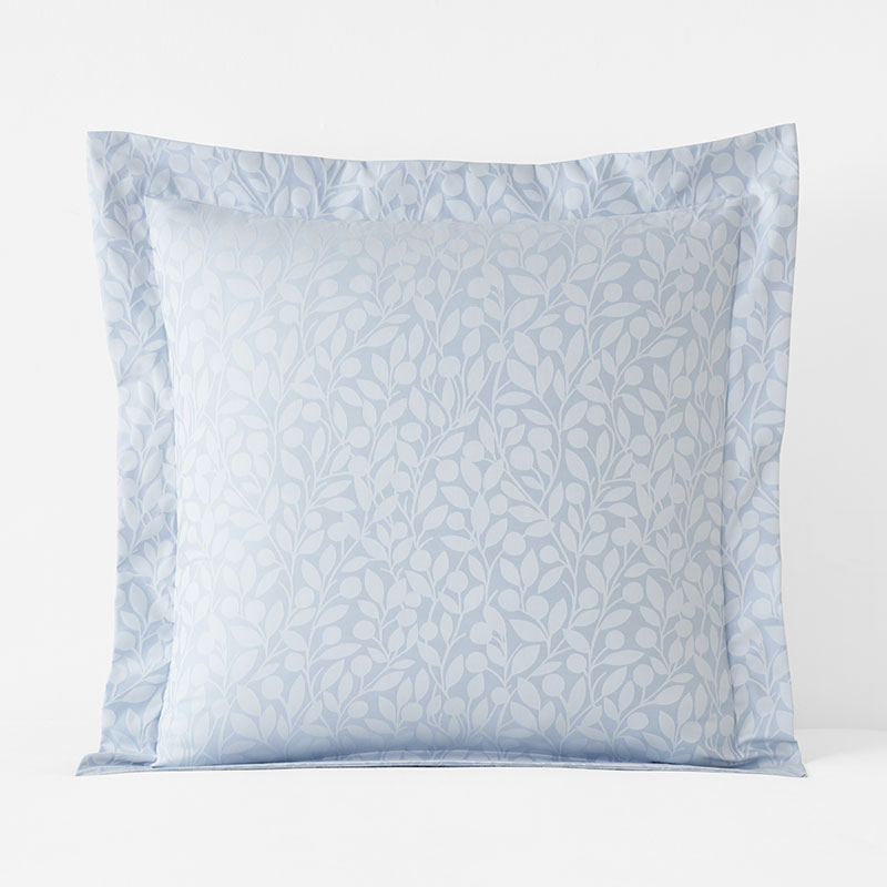 The Company Store Jacquard Leaf Yarn-dyed Premium Smooth Supima® Cotton Wrinkle-free Sateen Sham In Blue