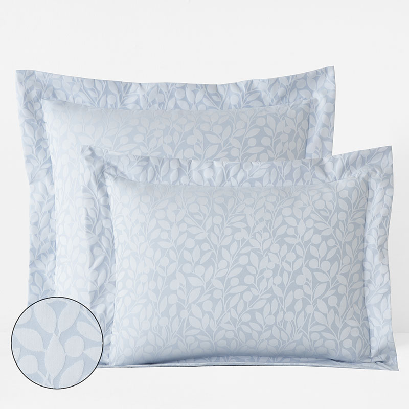 The Company Store Jacquard Leaf Yarn-dyed Premium Smooth Supima® Cotton Wrinkle-free Sateen Sham In Blue Shadow