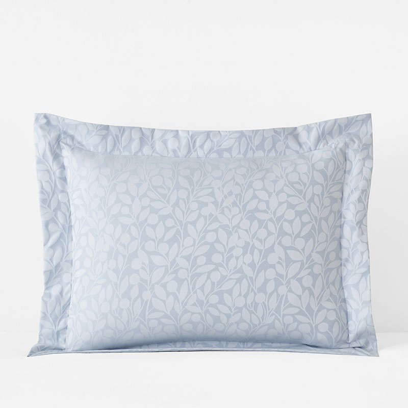 The Company Store Jacquard Leaf Yarn-dyed Premium Smooth Supima® Cotton Wrinkle-free Sateen Sham In Blue