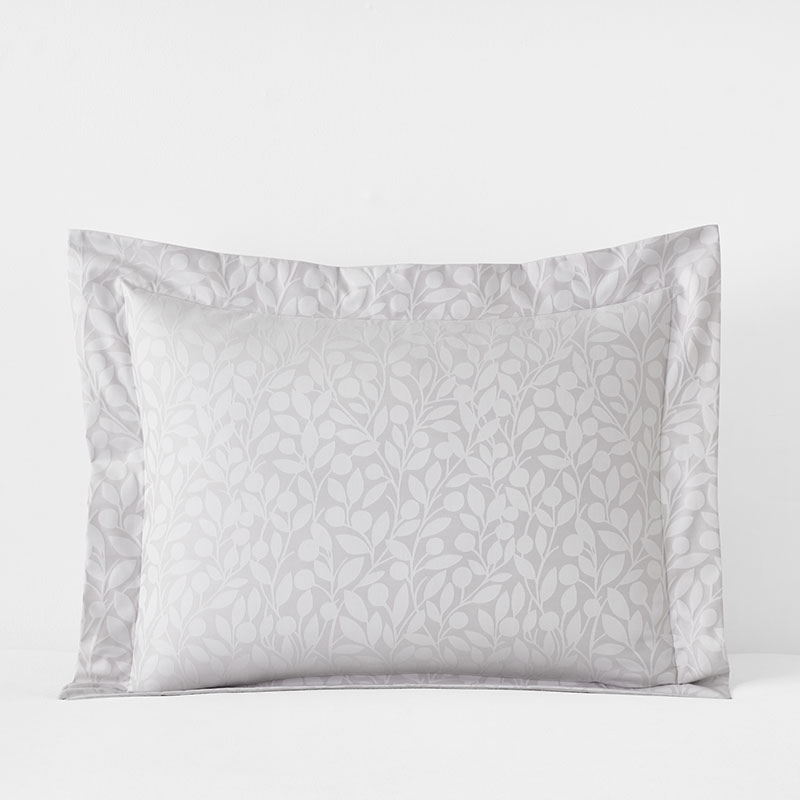 The Company Store Jacquard Leaf Yarn-dyed Premium Smooth Supima® Cotton Wrinkle-free Sateen Sham In Gray