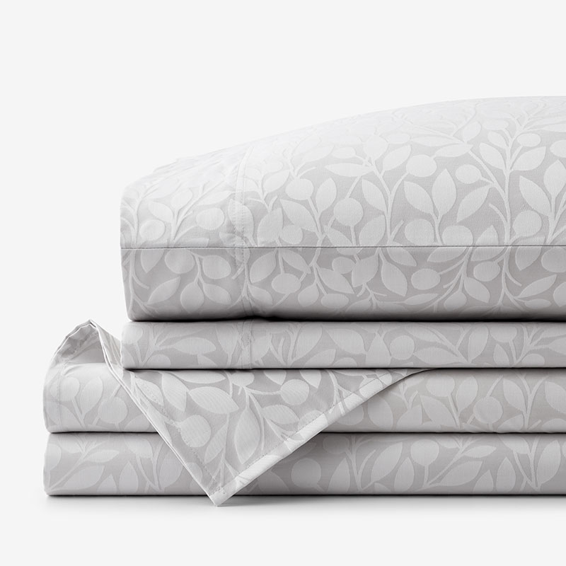 THE COMPANY STORE JACQUARD LEAF YARN-DYED PREMIUM SMOOTH SUPIMA® COTTON WRINKLE-FREE SATEEN BED SHEET SET