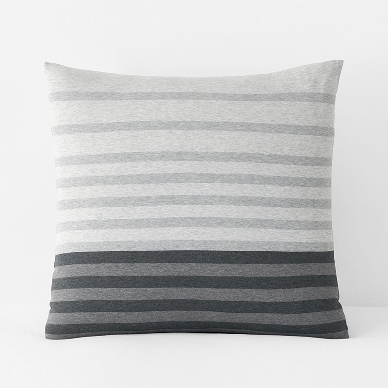 The Company Store T-shirt Soft Jersey Knit Stripe Yarn-dyed Sham In Gray