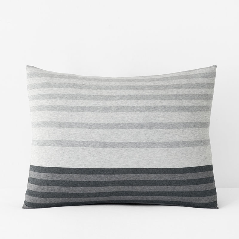 The Company Store T-shirt Soft Jersey Knit Stripe Yarn-dyed Sham In Gray