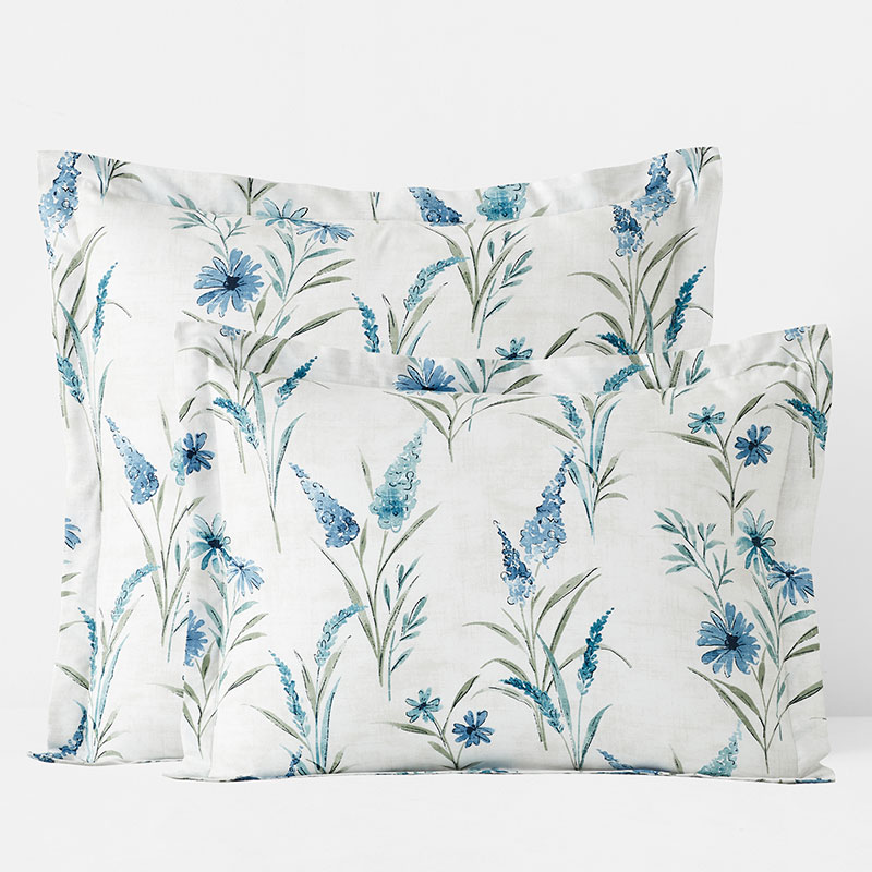 The Company Store Nature's Vine Classic Smooth Sateen Sham In Blue/white