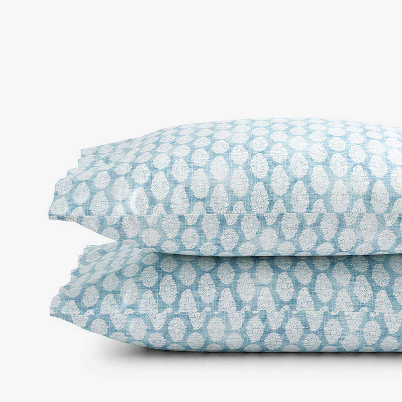 The Company Store Sarika Premium Smooth Sateen Pillowcase Set In Blue/white