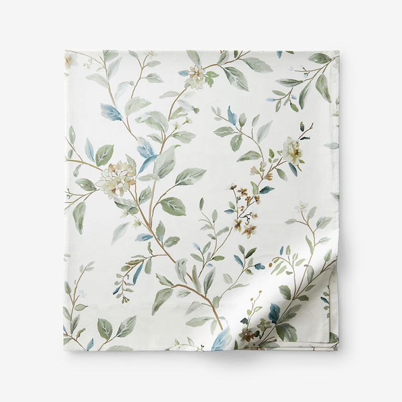 THE COMPANY STORE WHISPERING LEAVES PREMIUM SMOOTH WRINKLE-FREE SATEEN FLAT BED SHEET
