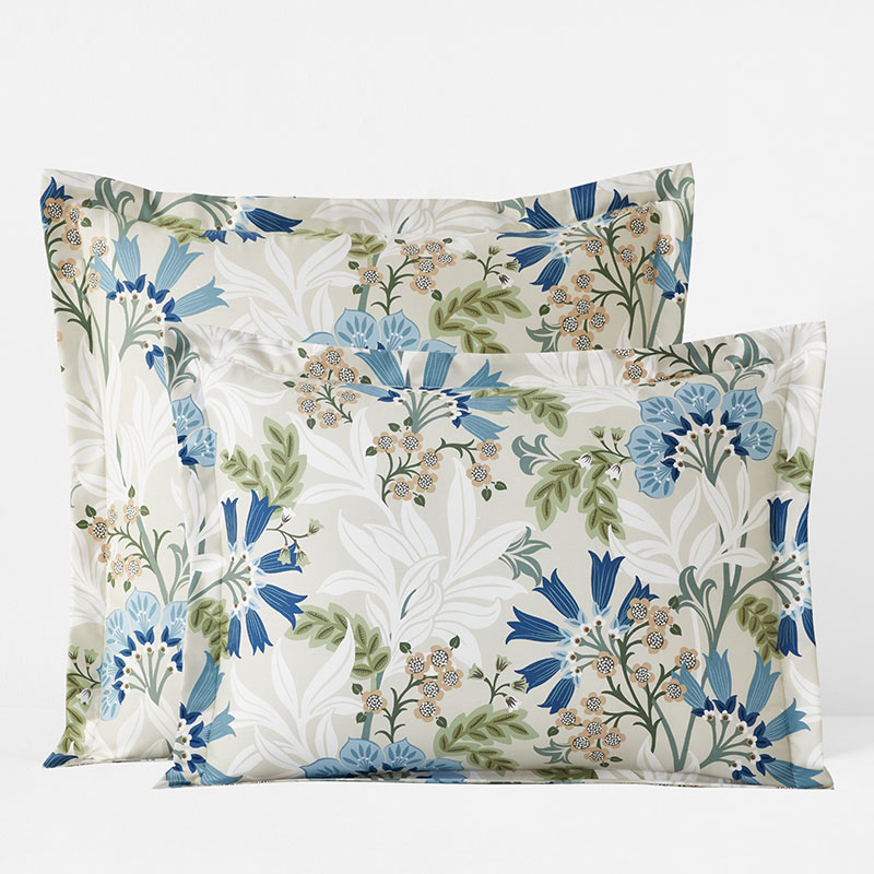 The Company Store Lilia Floral Premium Smooth Wrinkle-free Sateen Sham In Beige/blue/green
