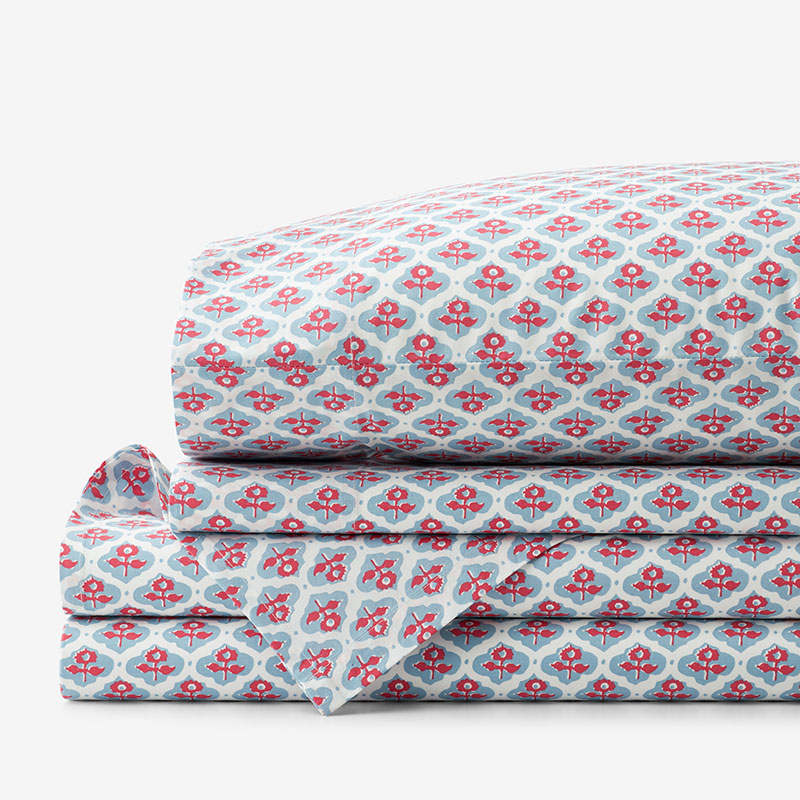 Block Sheet Set Mini Floral Garden Cotton Percale Sheet Set | The Company Store