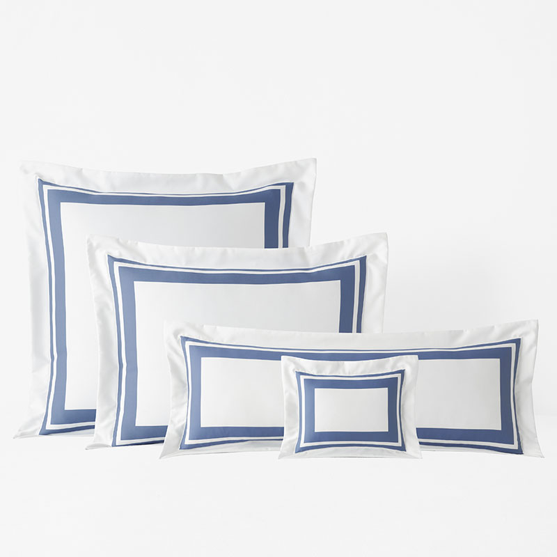 The Company Store Double Border Premium Smooth Supima® Cotton Wrinkle-free Sateen Sham In Blue/white