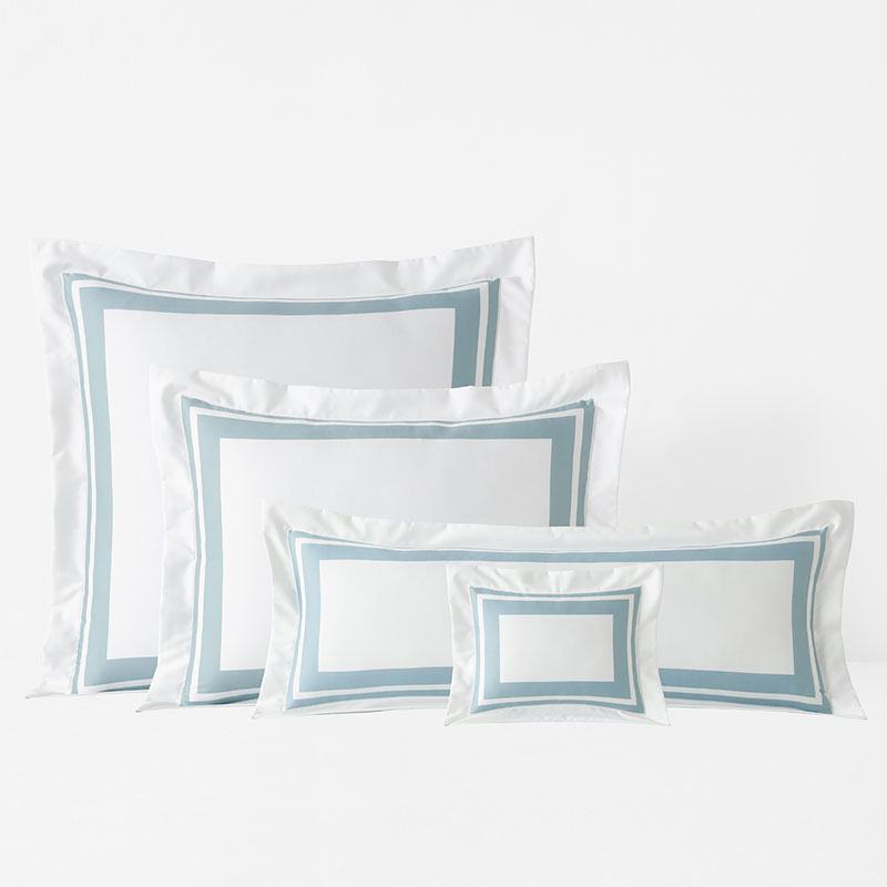 The Company Store Double Border Premium Smooth Supima® Cotton Wrinkle-free Sateen Sham In Blue/white