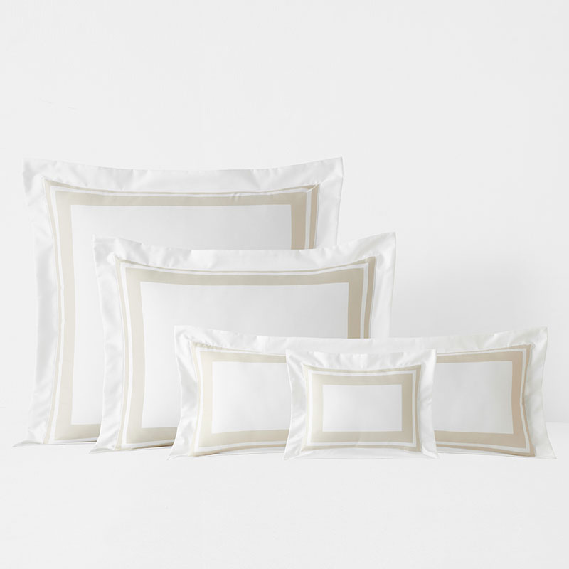 The Company Store Double Border Premium Smooth Supima® Cotton Wrinkle-free Sateen Sham In Ivory/white