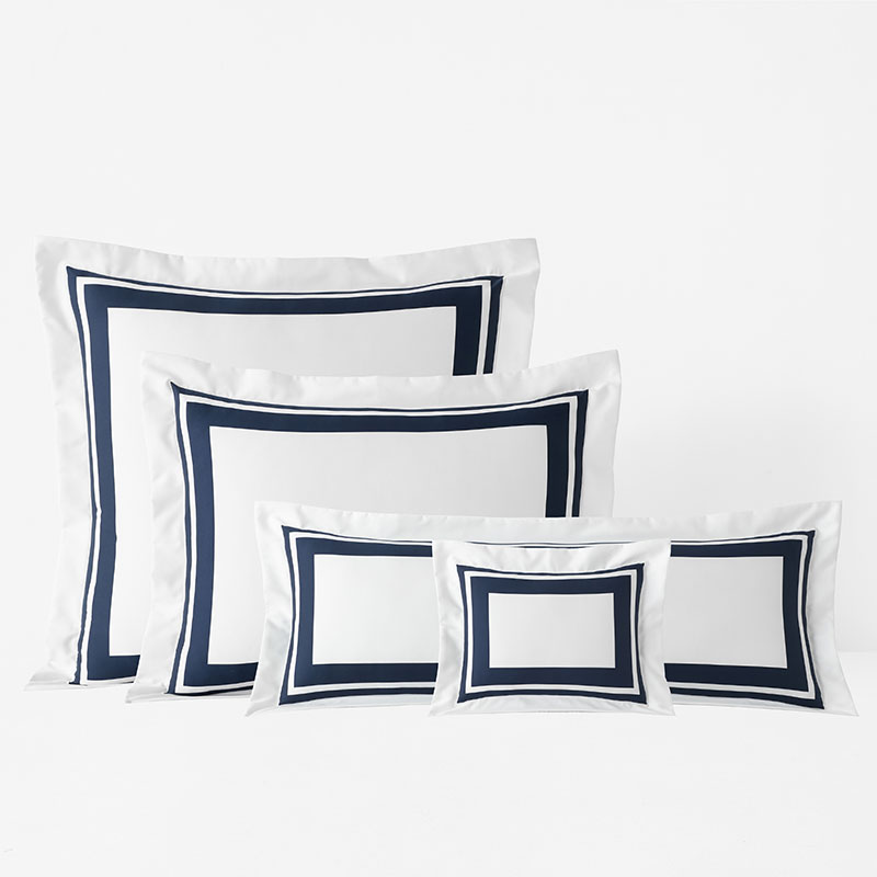 The Company Store Double Border Premium Smooth Supima® Cotton Wrinkle-free Sateen Sham In Blue/white