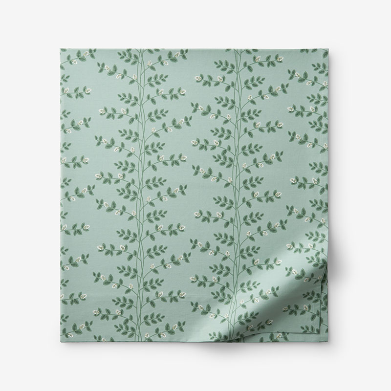 The Company Store Climbing Vines Classic Cool Cotton Percale Flat Bed Sheet In Sage Green