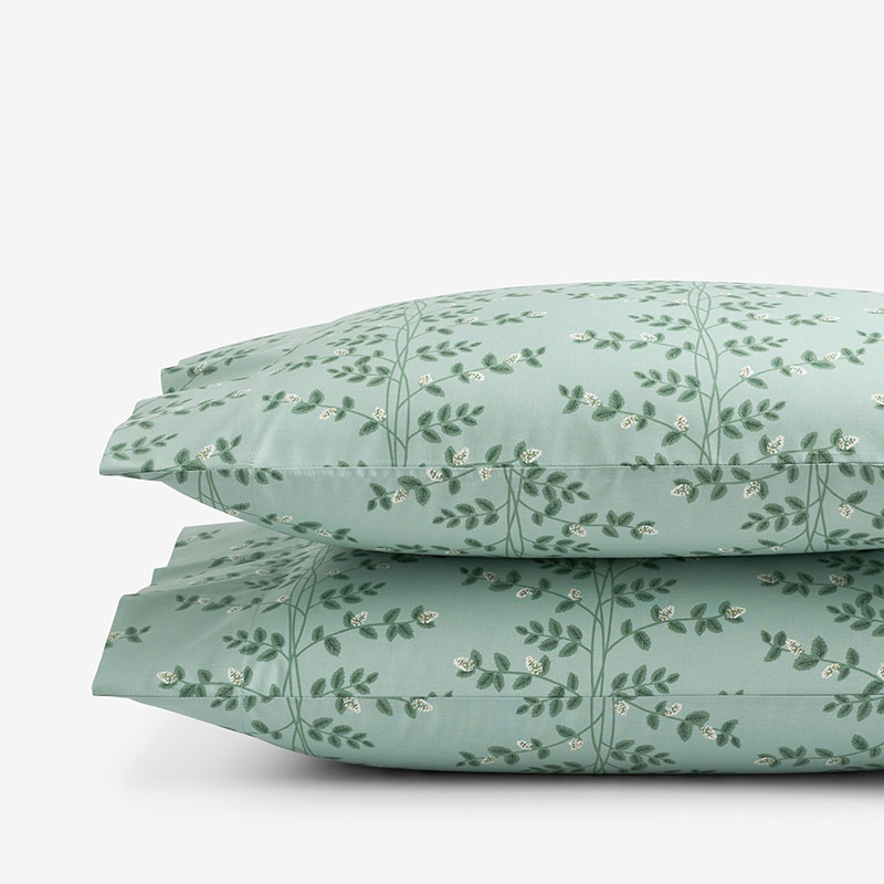 The Company Store Climbing Vines Classic Cool Cotton Percale Pillowcase Set In Sage Green