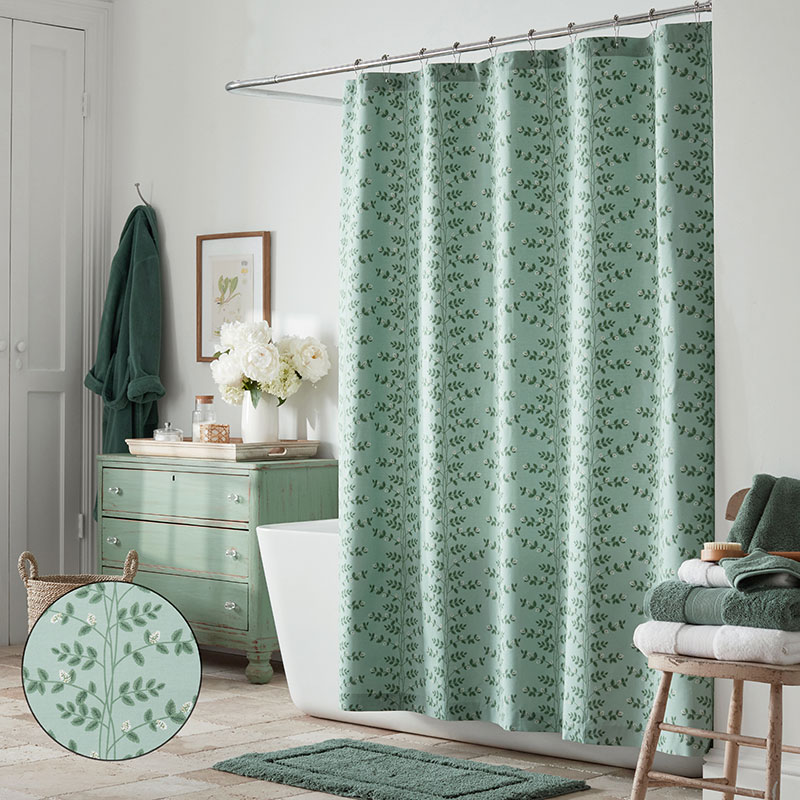 The Company Store Climbing Vines Classic Cool Cotton Percale Shower Curtain In Sage Green