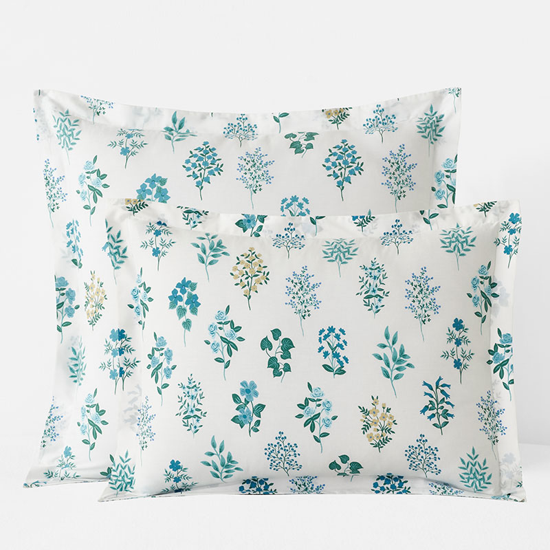 The Company Store Hawthorne Classic Cool Cotton Percale Sham In Blue/teal/turquoise