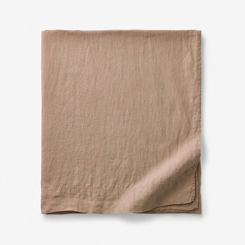 The Company Store Premium Breathable Washed Linen Solid Flat Bed Sheet In Orange/coral