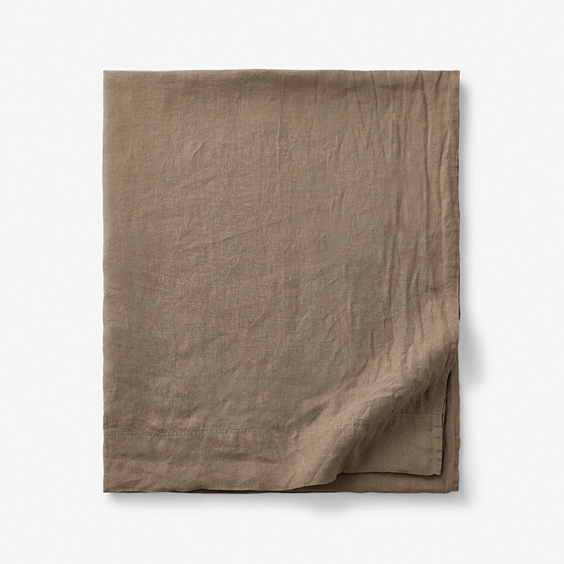 The Company Store Premium Breathable Washed Linen Solid Flat Bed Sheet In Brown