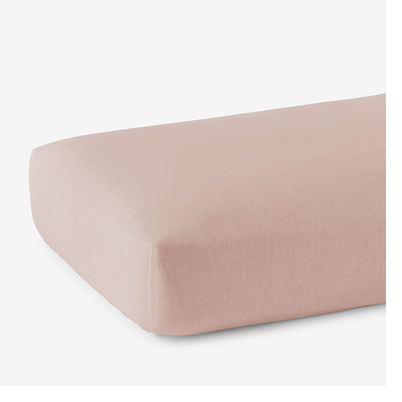 The Company Store Premium Breathable Washed Linen Solid Fitted Bed Sheet In Pink